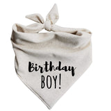Dog Bandana Birthday Boy Barkday Pawty Attire Oatmeal Beige Boho Simple (Medium)