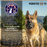 Monster K9 Indestructible Dog Ball – Lifetime Replacemnet - Durable Dog Toy for Aggressive Chewers - Safe, Non-Toxic Natural Rubber - Chew, Tug & Fetch - Tough, Heavy Duty - 5.5” (2X Tennis Ball Size)
