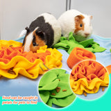 Rabbit Hay Feeder - Interactive Polar Fleece Pet Foraging Mat Toy Indoor for Guinea Pig Bunny Chinchillas Hamster Ferrets Small Animals - Anti Slip Feeding Mat Treat Dispenser Machine Washable