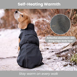 Lucolove Self-Heating Thermal Insulated Dog Coat - Waterproof Winter Jacket for Small, Medium, Large Dogs - Lightweight Non-Bulky Fit, Easy On/Off Clip, Hair-Free Lining (2XL)