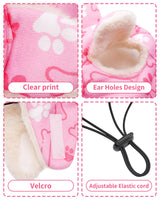 PET SHOW Dog Trapper Hat Winter Hat for Small Medium Dogs Warm Fleece Aviator Hats with Ear Flaps Adjustable Outdoor Girl Pet Pilot Costume Cap M-Pink Paw/with Ear Holes