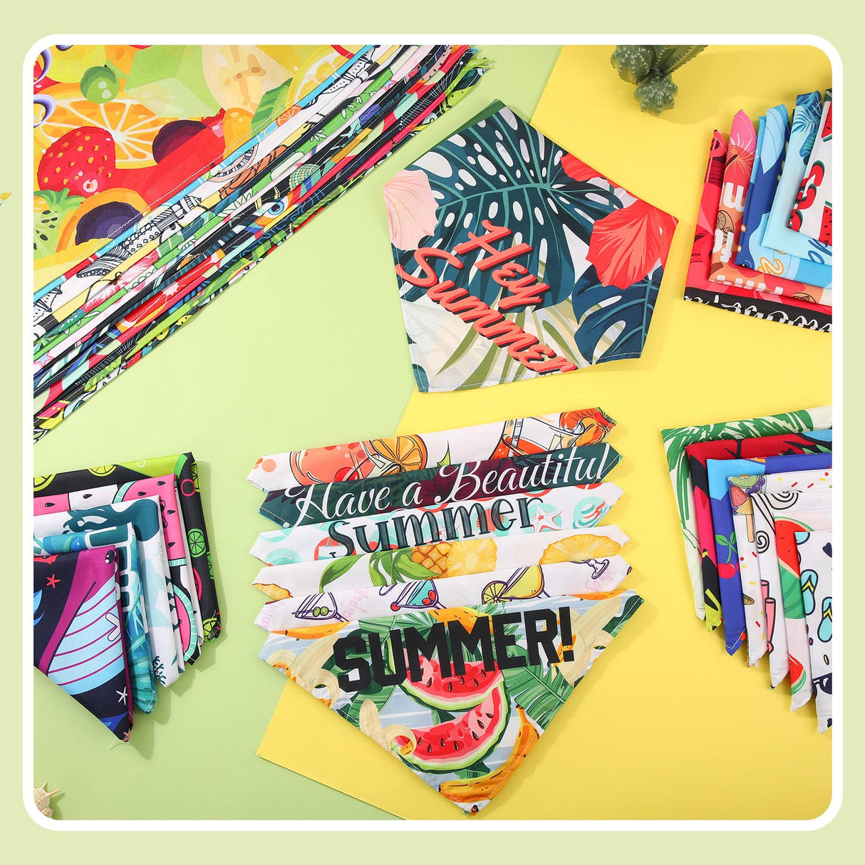 Chunful 50 Pcs Dog Bandanas Bulk Summer Flora Dog Bandanas Pet Triangle Scarf Bib Seasonal Pet Costume Adjustable Cat Outfit Washable Bids Kerchief for Small Medium Puppy