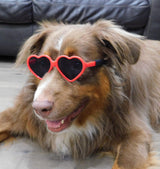 Style Vault G012 Dog Pet Costume Prop Sunglasses Heart Shape Medium Breeds 20lb-40lbs (2-Pack Red +Pink-Pink Mirror)