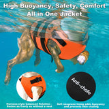 Dogcheer Dog Harness Life Jacket, High Buoyancy Neoprene Dog Life Vest for Swimming Boating, Adjustable Puppy Swim Vest Reflective Pet Float Vest for Small Medium Large Dogs - Orange, S
