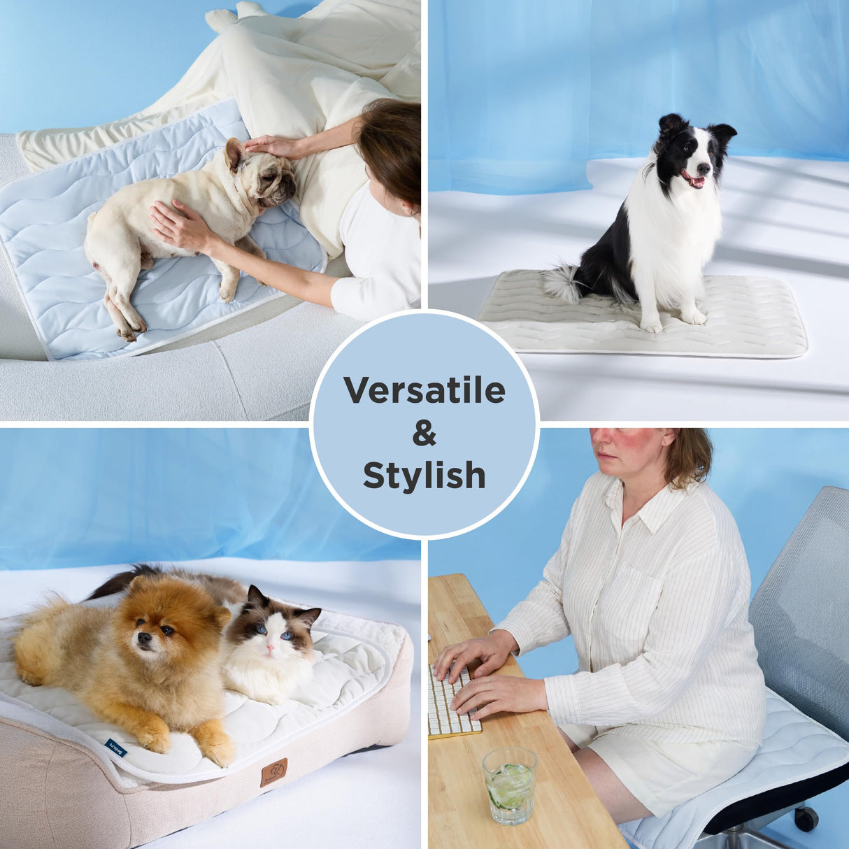 Bedsure Cooling Mat for Small Dogs - Q-Max>0.4 Thin Breathable Crate Pad Indoor for Puppy and Cat with Chill Cool Fiber and Non-Slip Bottom，Portable Washable Kennel Mat in Outdoor Summer, 24x18, Grey