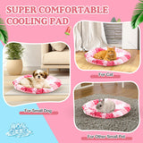 Drydiet Pet Cooling Mat for Cats and Small Dogs, 20.1'' x 20.1'' Thickened Round Pink Pad Anti-Grab Internal Gel Without Water Filling, Lightweight, Washable, Playmat for Indoor/Outdoor