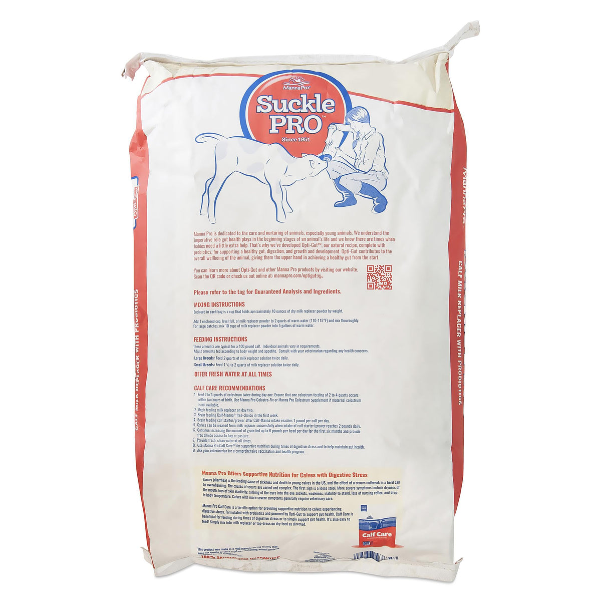 Manna Pro Suckle Pro Calf Milk Replacer, 22% Protein with Probiotics, Supports Healthy Growth, Digestion, and Immune Health in Calves, Easy to Mix, 40 lb