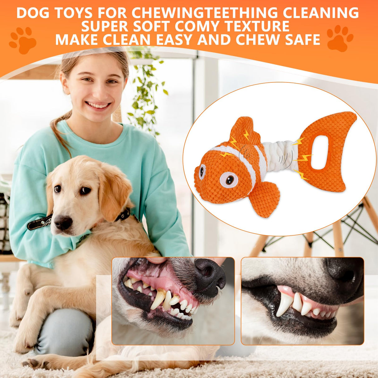 Molantaule Squeaky Dog Toys, Durability Interactive Tug of War Puppy Toys for Indoor and Outdoor Play - Stuffed Pet Dog Toys with Soft Fabric Suitable for Small, Medium, and Large Dogs