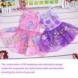 SEIS Flower Lace Dog Dress Cat Princess Suspender Costume Puppy Tutu Floral&Bow Clothes Puppy Embroidery Skirt for Cats Teddy Dog Small Medium Dogs (Pink, L (Chest Circumference 47cm/18.5"))