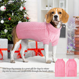 Lonepetu Dog Sweaters for Large Dogs Winter Clothes,Soft and Warm Girls Fleece Turtleneck Knitwear,Christmas and New Year Gift for Labrador,Golden Retriever,Doberman (Pink 2XL)