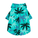 Fitwarm Hawaiian Coconut Palm Dog Shirt, Tropical Summer Clothes for Small Dogs Boy, Pet Collared Outfit, Light Sea Green, Black, XS