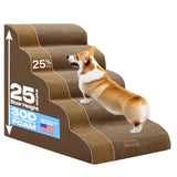 Miorun Extra Wide Dog Stairs for Large Dogs Up to 80lbs, 25" Pet Steps for High Bed with Washable Cover, 5-Step Foam Bed & Couch Ladder for Small Medium Dogs & Senior Cat, Coffee