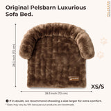 Pelsbarn Dog Bed for Couch, Luxurious Sofa Bed for Dogs with Non-Slip Oxford Bottom - Faux Rabbit Fur with Removable Cover, Small, Latte Swirl Color - 28x28 in