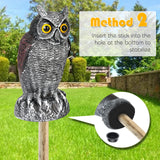 3-Pack Owl Decoys for Bird Deterrent - Weatherproof Bird Repellent Devices for Outdoor Use - Plastic Owls to Scare Birds Away and Control Garden Pests