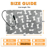 Bestio Large Dog Heating Pad,34x21 in Heated Dog Bed with Constant Heat & Auto Modes，MET&UL Certified Pet Heating Pad with Soothing Warmth,Chew-Resistant Cord,Waterproof Washable Cover-Gray