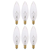KOR (Pack of 6) Clear European Base (E14) Torpedo Tip 120V Chandelier Bulbs - Straight Tip (25)