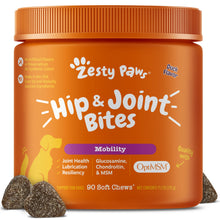 Load image into Gallery viewer, Zesty Paws Hip and Joint Supplement for Dogs - Glucosamine with Chondroitin, MSM, Vitamins C and E Dog Joint Relief - Mobility Bites Duck – 90 Count
