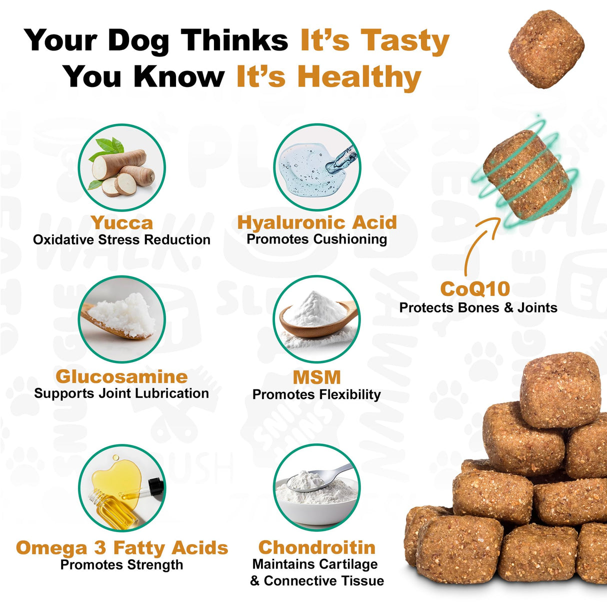Doggie Dailies, Hip and Joint Supplement for Dogs, Glucosamine Chondroitin, Premium Hip and Joint Chews for Dogs All Breeds & Sizes, Dog Vitamins and Supplements, (Peanut Butter) 225 Chews