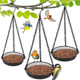 Hanging Bird Feeder, Birdfeeder Hanging for Garden Yard Outside Hanging Bird Feeder Tray - Metal Mesh Platform Feeders for Birds Outside Outdoors Hanging for Attracting Birds, 3Pcs