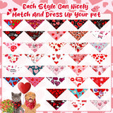 Reginary 72 Packs Valentine's Dog Bandanas Bulk Dog Heart Red Bandanas Valentine Pet Scarf Bibs Triangle Puppy Bibs Adjustable Puppy Scarf for Pet Costume Accessories
