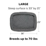 Furhaven Dog Bed for Large/Medium Dogs, 100% Washable, Sized to Fit Crates - Sherpa Fleece Bolster Crate Pad - Gray, Large