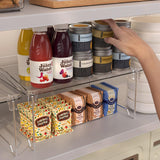 STARLATTA 2 Pcs Cabinet Organizer Shelf, Stackable Kitchen Counter Shelves, Spice Rack,Countertop Organizers, Clear Plastic Storage Shelves Rack for Makeup,Bathroom,Cupboard,Desk,Pantry Organization