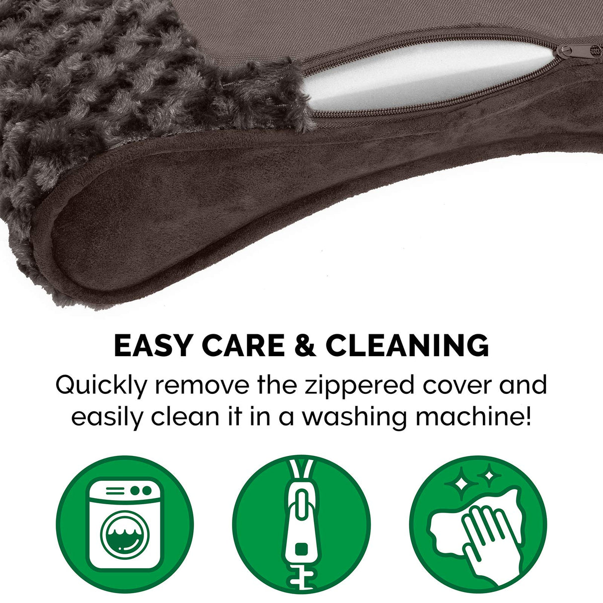 Furhaven Cooling Gel Dog Bed for Medium/Small Dogs w/ Removable Washable Cover, For Dogs Up to 23 lbs - Ultra Plush Faux Fur & Suede Luxe Lounger Contour Mattress - Chocolate, Medium