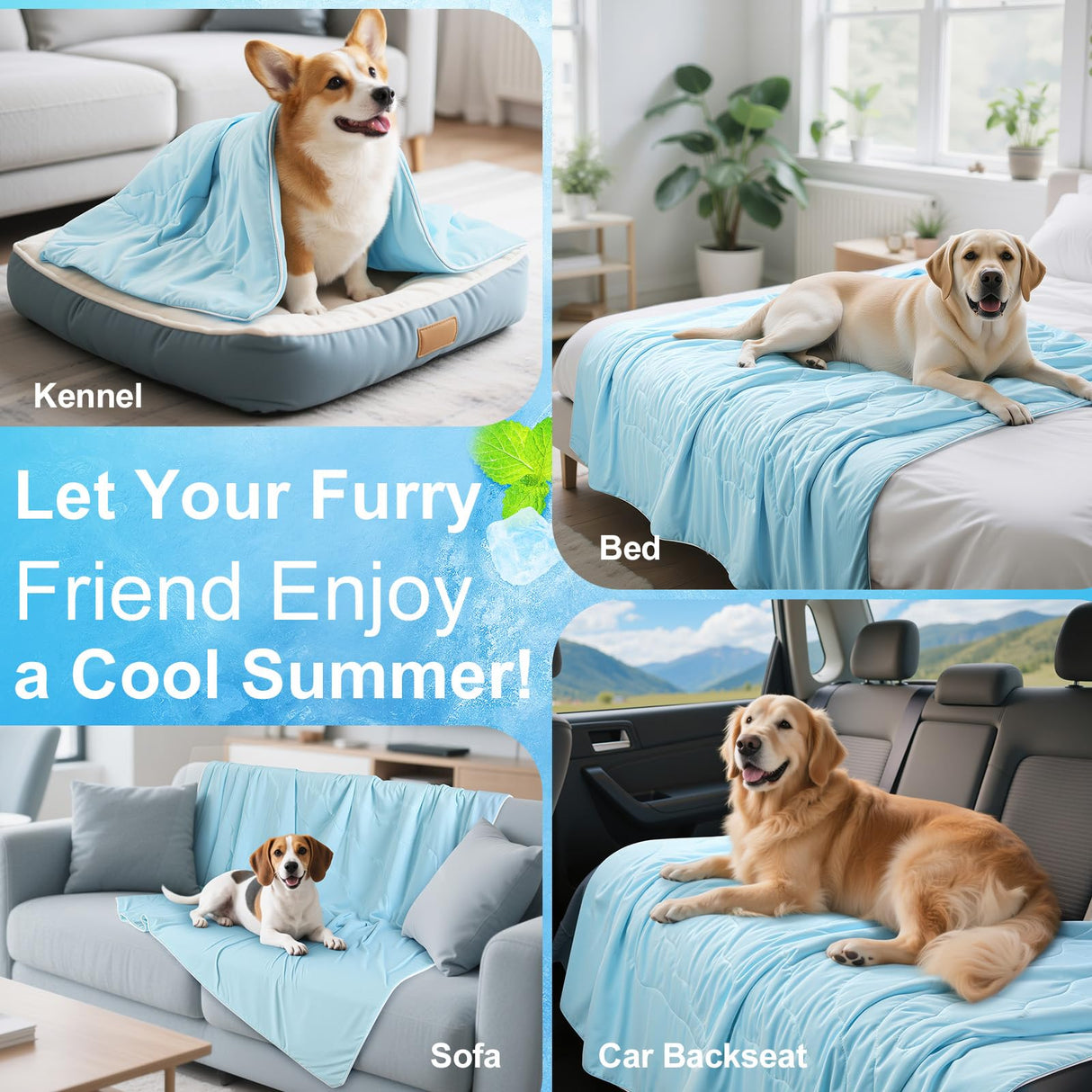 Tivray Premium Cooling Dog Blanket, Q-MAX>0.4 Cooling Blanket for Dogs, Washable Lightweight Summer Quilt for Pets and Humans, Self Cool Quilt for Cats, Cool Throw for Hot Sleepers, 25"×35", M, Blue