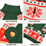 Vehomy Dog Christmas Sweater Warm Pet Xmas Turtleneck Sweater with Snowflakes Reindeers Bells Dog Christmas Knitwear Knitted Shirt Pullover Clothes for Medium Large Dogs L