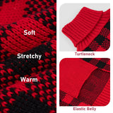 KYEESE Dog Christmas Sweater with Snowman Design, Turtleneck Dog Sweater for Medium Dogs, Cozy Holiday Outfit, Red Buffalo Plaid Knitwear with Leash Hole, Soft Warm Pet Clothes, XX-Large