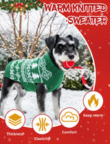 2PCS Dog Christmas Sweater, Soft Warm Pet Clothes Coat for Small Medium Large Dogs and Cats Boy Girl, Fall Cozy Holiday Turtleneck Knitting Collar Pullover Pup Outfit Costume for Thanksgiving New Year