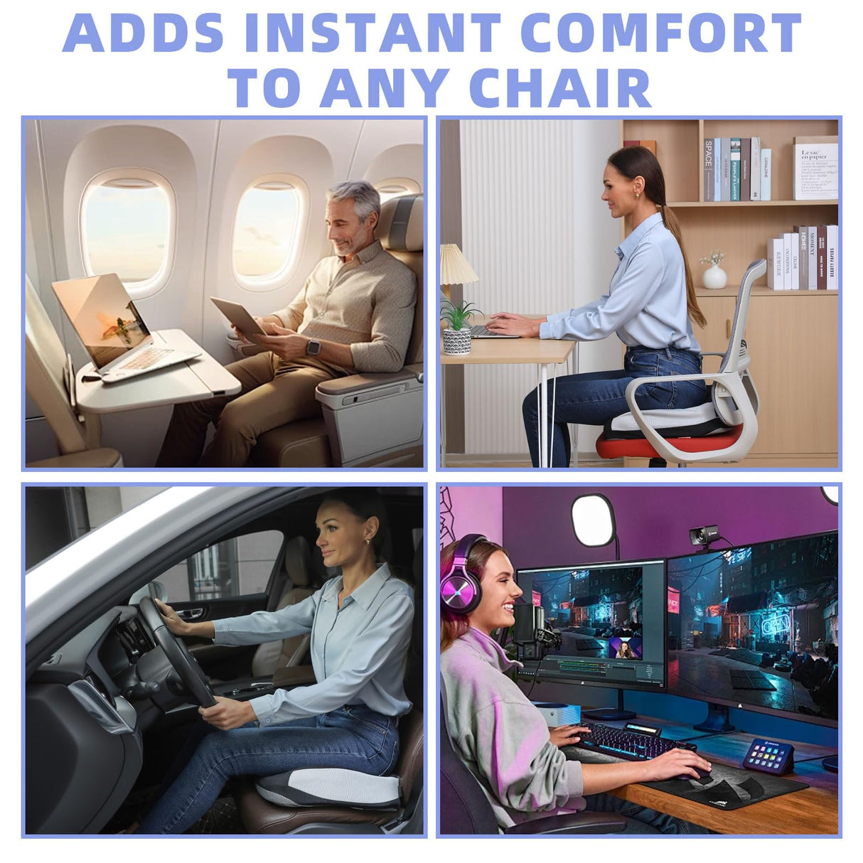 Seat Cushions for Office Chairs Wheelchair Cushion for Long Sitting Back Pain，Coccyx Cushion for Tailbone Pain Relief Cushion Office Chair Butt Pillow，Memory Foam Seat Car Computer Desk Chair Cushion