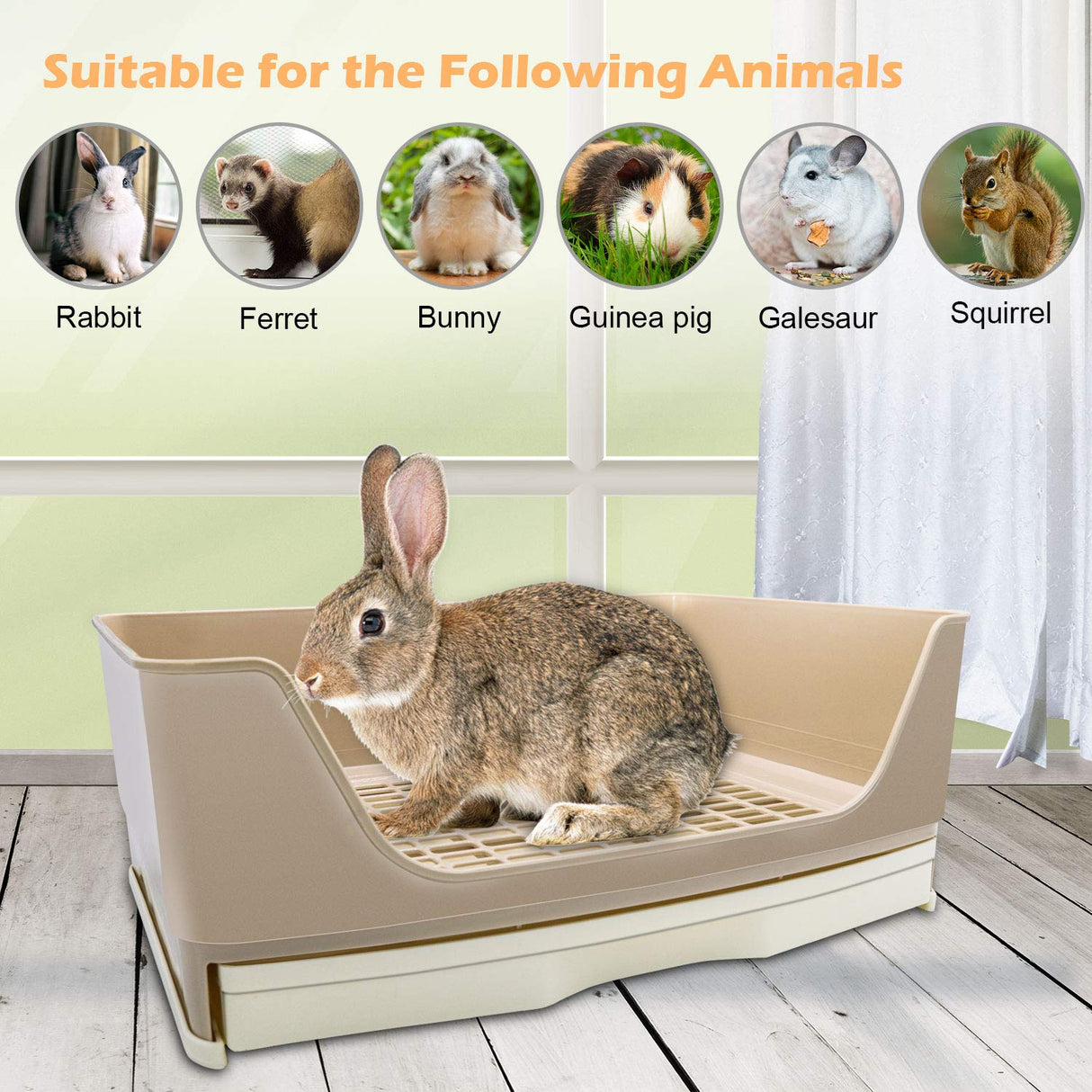 BWOGUE Large Rabbit Litter Box Toilet,Potty Trainer Corner Bedding with Drawer Larger Pet Pan for Adult Guinea Pigs, Rabbits, Hamster, Chinchilla, Ferret, Galesaur, Small Animals(White)