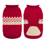 Queenmore Warm Dog Sweater, Soft Pet Knitwear, Knitted Pullover, Winter Pet Clothes for Small Medium Dogs Cats Red
