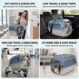 Portable Double Door Plastic Pet Carrier for Dogs & Cats - 24" Durable Ventilated Kennel with Top Loading, Airline Approved, Foldable Design for Travel & Vet Visits