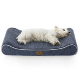COZY KISS Orthopedic Dog Bed for Medium Dogs up to 65 lbs - Removable Washable Cover with Waterproof Lining & Non-Skid Bottom, Cotton-Polyester Blend Boat-Shaped Lounger Mattress, M(36x24x5.5in), Blue
