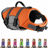 Mklhgty Dog Life Jacket, Reflective Adjustable Dog Life Vest with Rescue Handle for Swimming and Boating, Ripstop Pet Safety Life Preserver for Small, Medium and Large Dogs