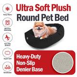 Majestic Pet 24 Inch Suede Shredded Memory Foam Mix Calming Small Dog Bed Washable 24 x 19 x 7 (Inch) - Cozy Soft Round Donut Dog Bed with Spine for Head Support - Pet Bed Black