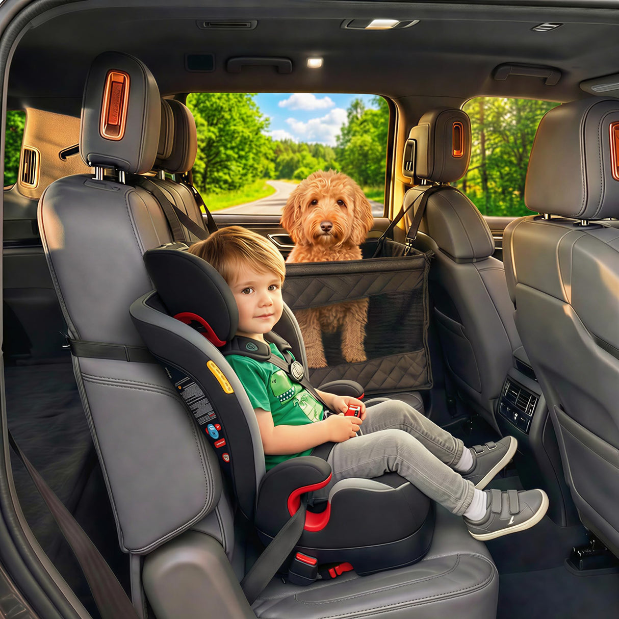 Urbiscape Dog Car Seat for Large Dogs – Sturdy Waterproof Pet Booster with Interior Tether – Washable Reinforced Travel Bed for Comfortable Trips - Large, Medium, and Small Pets - 21x21x20
