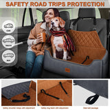 Large Dog Car Seat for Medium/Large Dog Under 55 lbs - Elevated Booster Car Seat for 2 Small Dogs,Removable and Washable,Filling Memory Foam with Safety Leashs and 2 Pockets