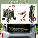 AOPEC Medium Dog Stroller, Dual Entry One-Touch Folding,Small and Medium Pet Stroller,360° Rotating Front Wheels,70 lbs Weight Capacity for Outdoor Travel and Elderly Dogs - Green