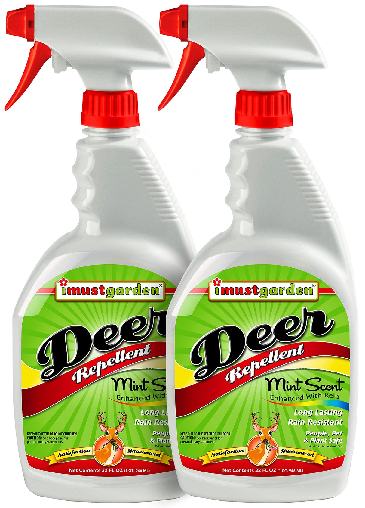 I Must Garden Deer Repellent [2 Pack: Mint Scent 32oz Ready to Use] - Natural Deer Spray for Gardens & Plants