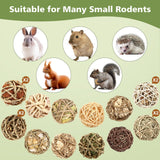 Bunny Chew Grass Balls, Rolling Chew Toys for Small Animals, Improving Dental Health, Natural Chew Grass Toys for Rabbits, Guinea Pigs, Chinchillas, Hamsters, Mice (16 Pcs)