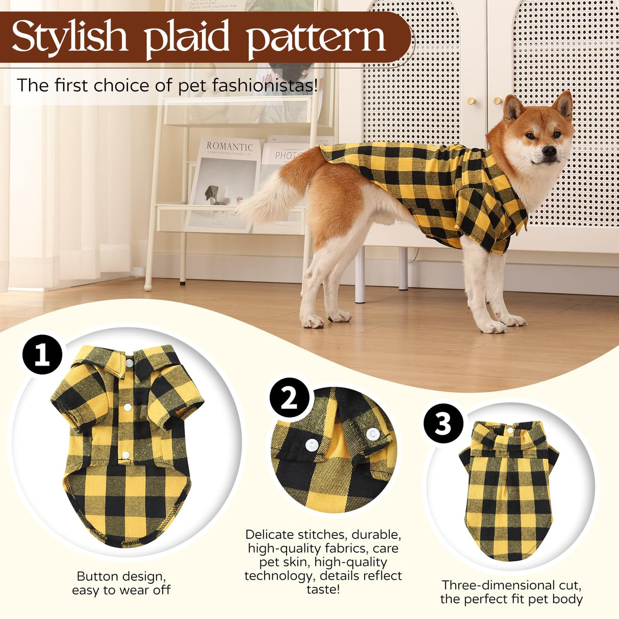 Harbyel Dog Shirts Plaid Dog Shirt Dog Clothes for Small Medium Large Dogs Owner and Pet Shirts are Sold Separately