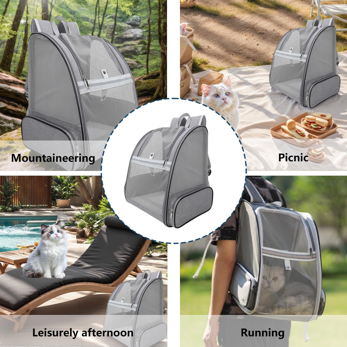 Dog Backpack Carrier for Small Dogs & Medium Cats up to 11 lbs, Foldable Pet Travel Backpack with Ventilated Mesh, Comfortable Cat/Dog Carrier for Hiking, Camping & Travel