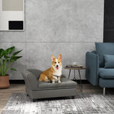 PawHut Pet Sofa, Dog Couch, Elevated Pet Bed for Small Dogs, with Hidden Storage, Soft Tufted Cushion, Gray