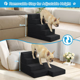 PRIMEPATIO Dog Stairs for Small Dogs, 4 Step Pet Stairs for High Beds and Couch, Dog Steps for Bed Balanced 18" H, Foldable Pet Ramp for Large Cats Climb, Non-Slip Bottom Doggy Step, Black