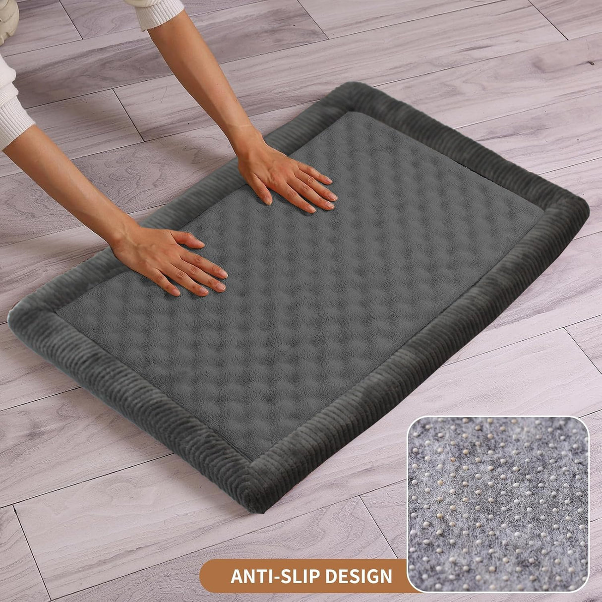 MINIDEAR Dog Crate Pad, Crate Bed Non-Skid Kennel Pad, Rubber Backing Memory Foam for Dog Bed Mat, Machine Washable Dog Bed for Crate, 17"x24"