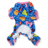 Pack of 2 Colors Dog Pajamas Soft Warm Fleece Jumpsuit Cute Pet Clothes for Small and Medium Pet XXS - L (Pack of 2 Colors: Hot Pink Cows, Blue Elephants, S: Length - 12", Chest 14" - 17")