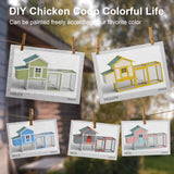 Outdoor Chicken Coop for 2-4 Chickens Wooden Hen House Poultry Pet Hutch Run Cage w/Waterproof Asphalt Roof, Ramp, Nesting Box, Wire Fence (80")